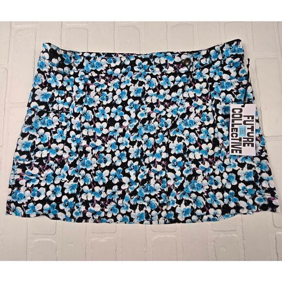 Future Collective Floral Wrap Mini Skirt Size 14 - Picture 2 of 4